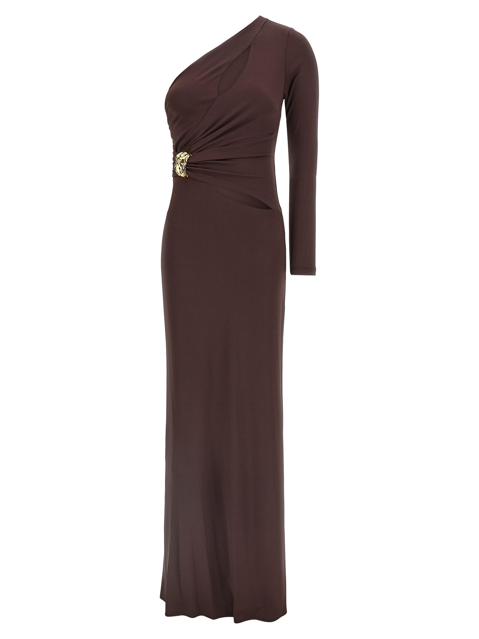 elisabetta franchi red carpet dress brown viscose - women