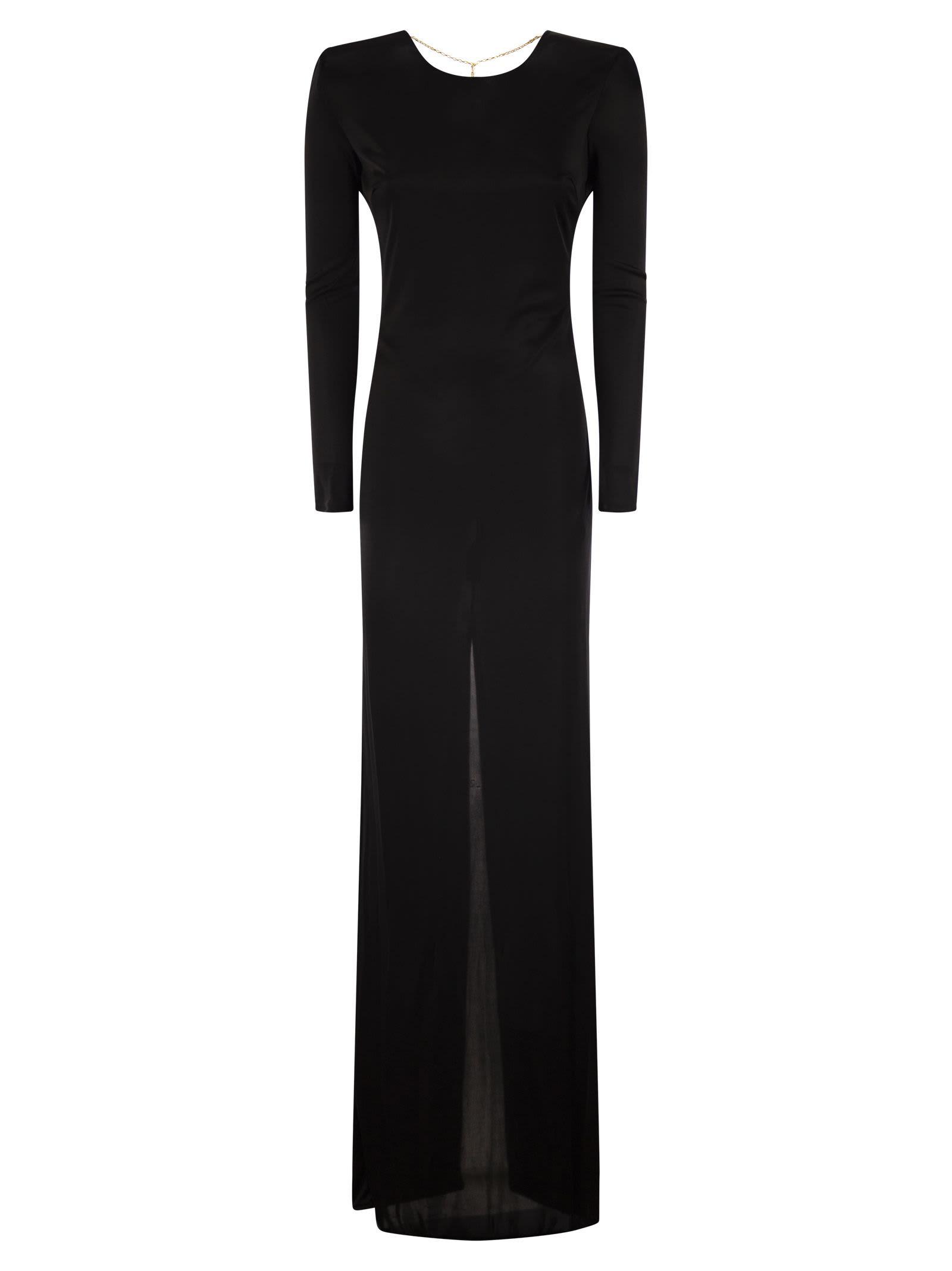 elisabetta franchi red carpet dress in shiny viscose jersey