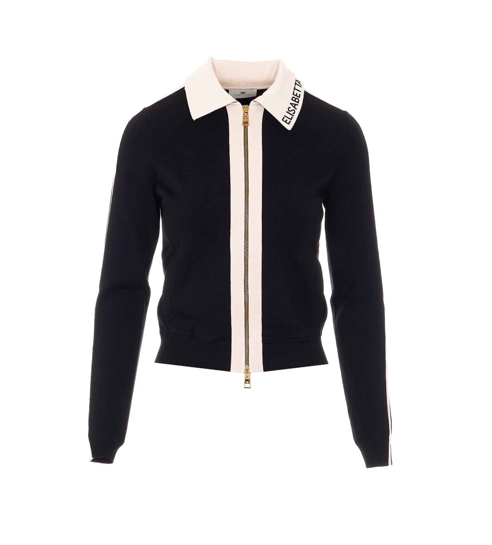 elisabetta franchi shiny viscose band knitted jacket