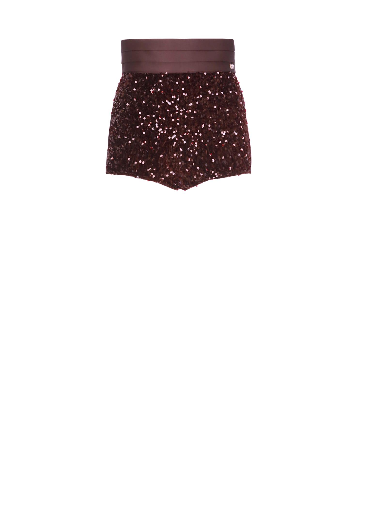 elisabetta franchi shorts with paillettes