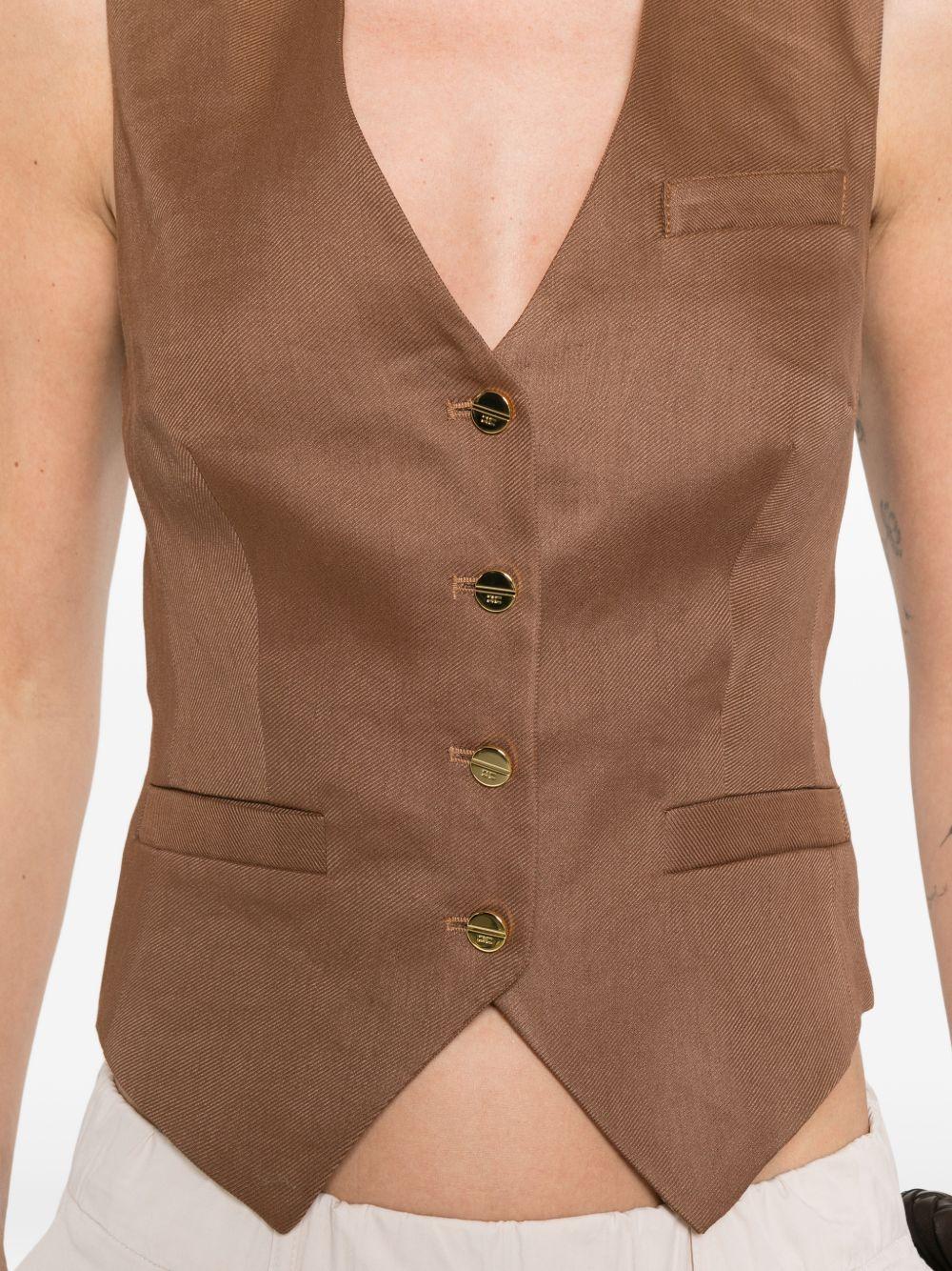 elisabetta franchi sweaters leather brown linen 42 viscose elastane - women