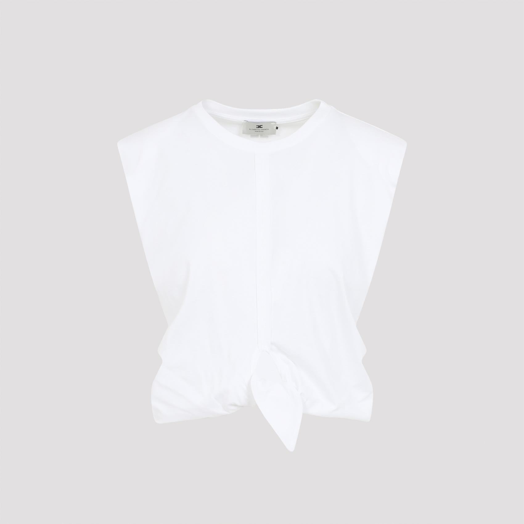 elisabetta franchi t-shirt with knot white cotton tshirt - women