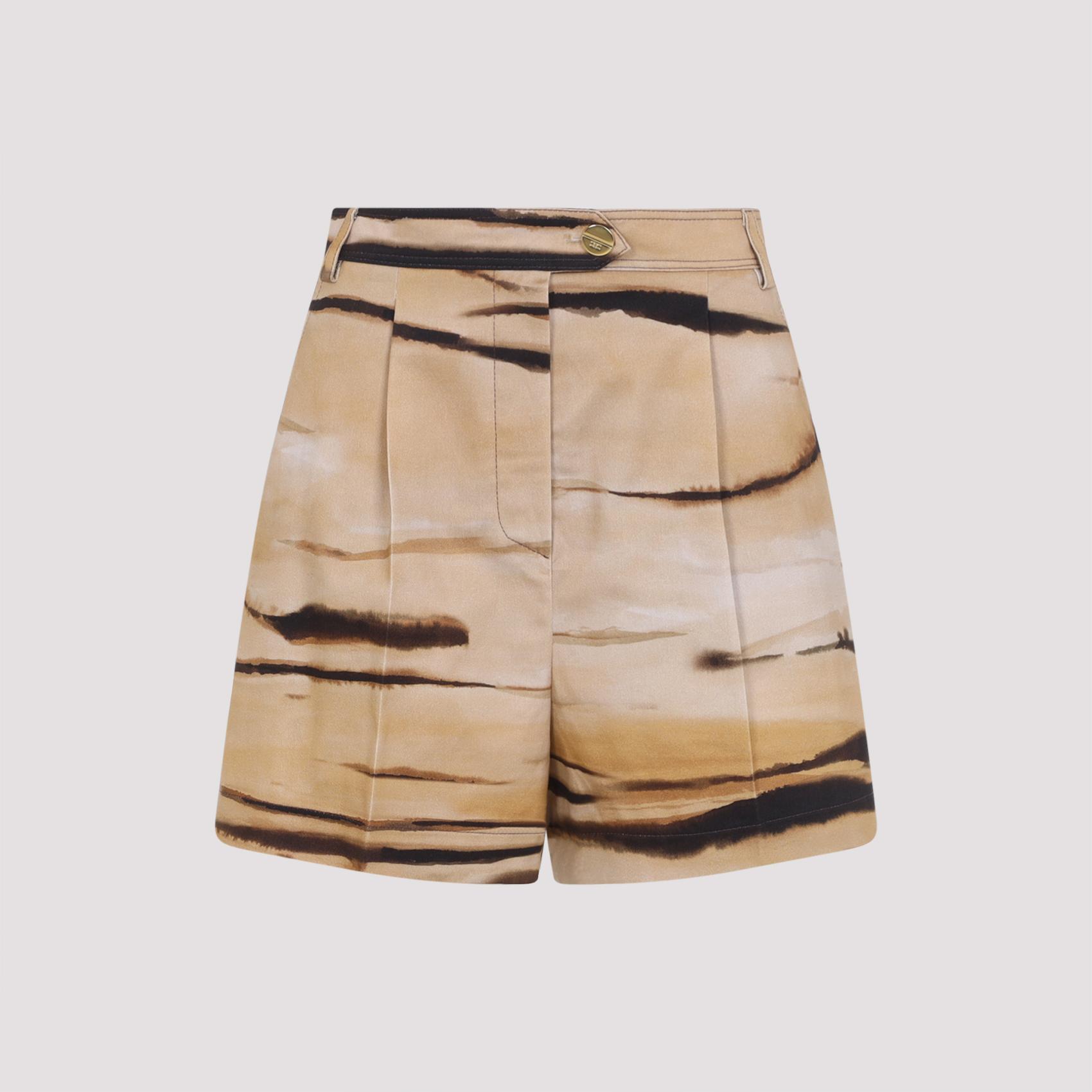 elisabetta franchi tiger bermuda nude & neutrals cotton elastane short - women