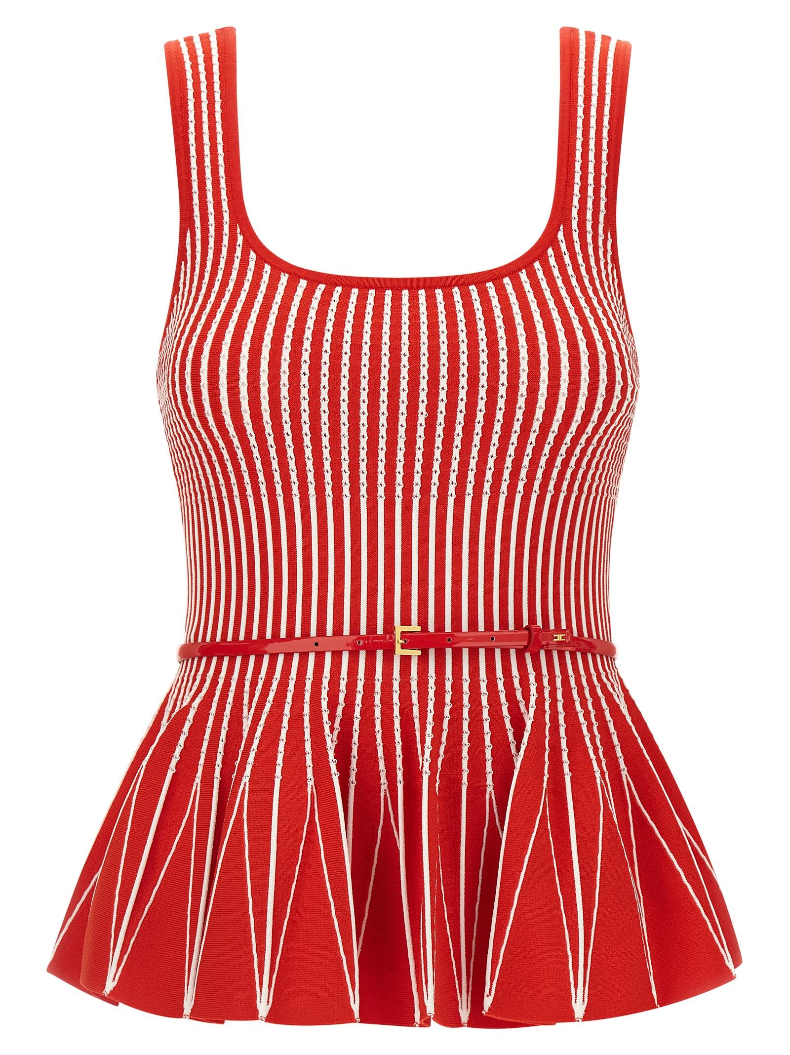 elisabetta franchi tricot top red viscose polyamide elastane tops - women