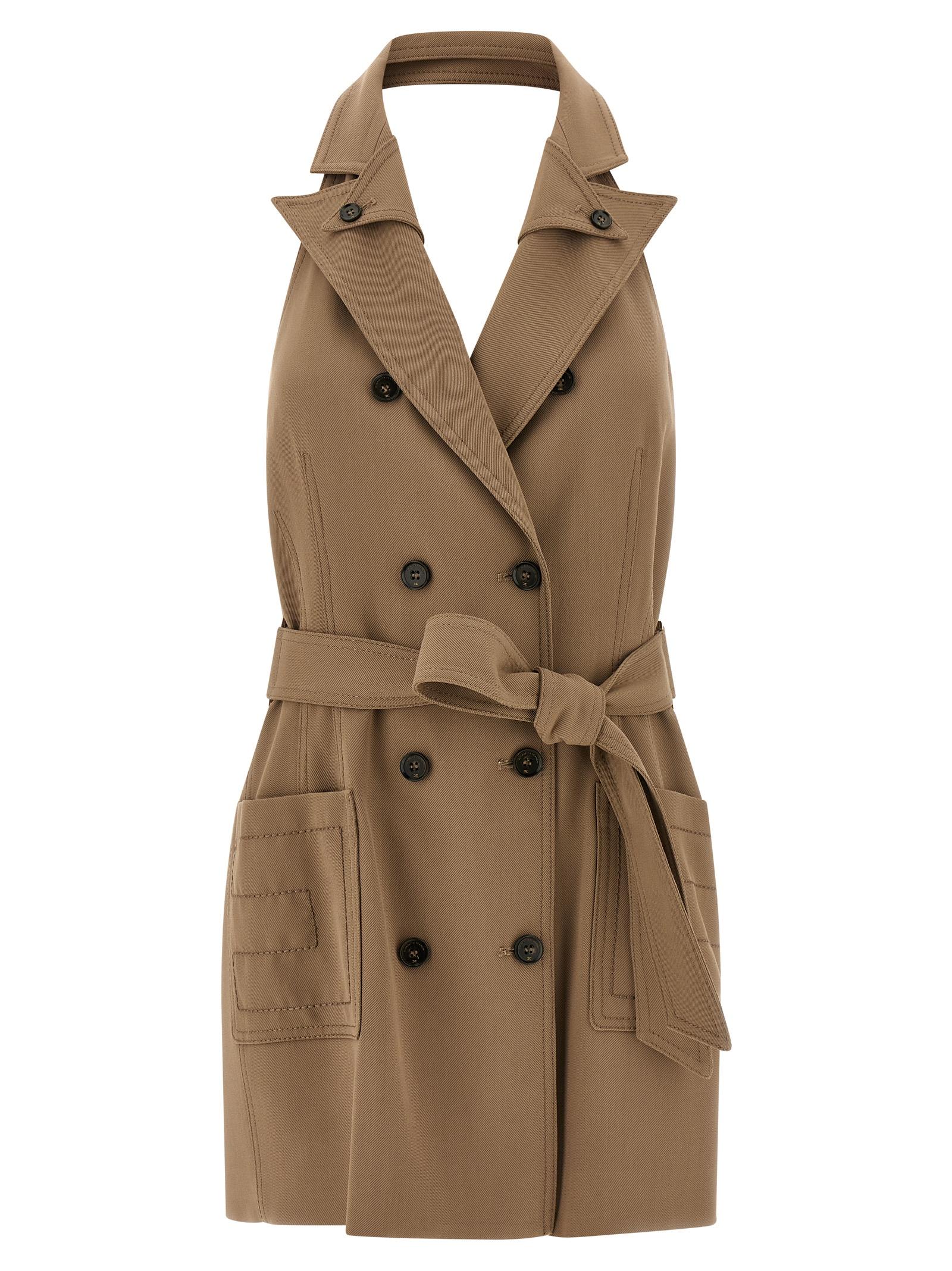 elisabetta franchi vest dress beige viscose - women