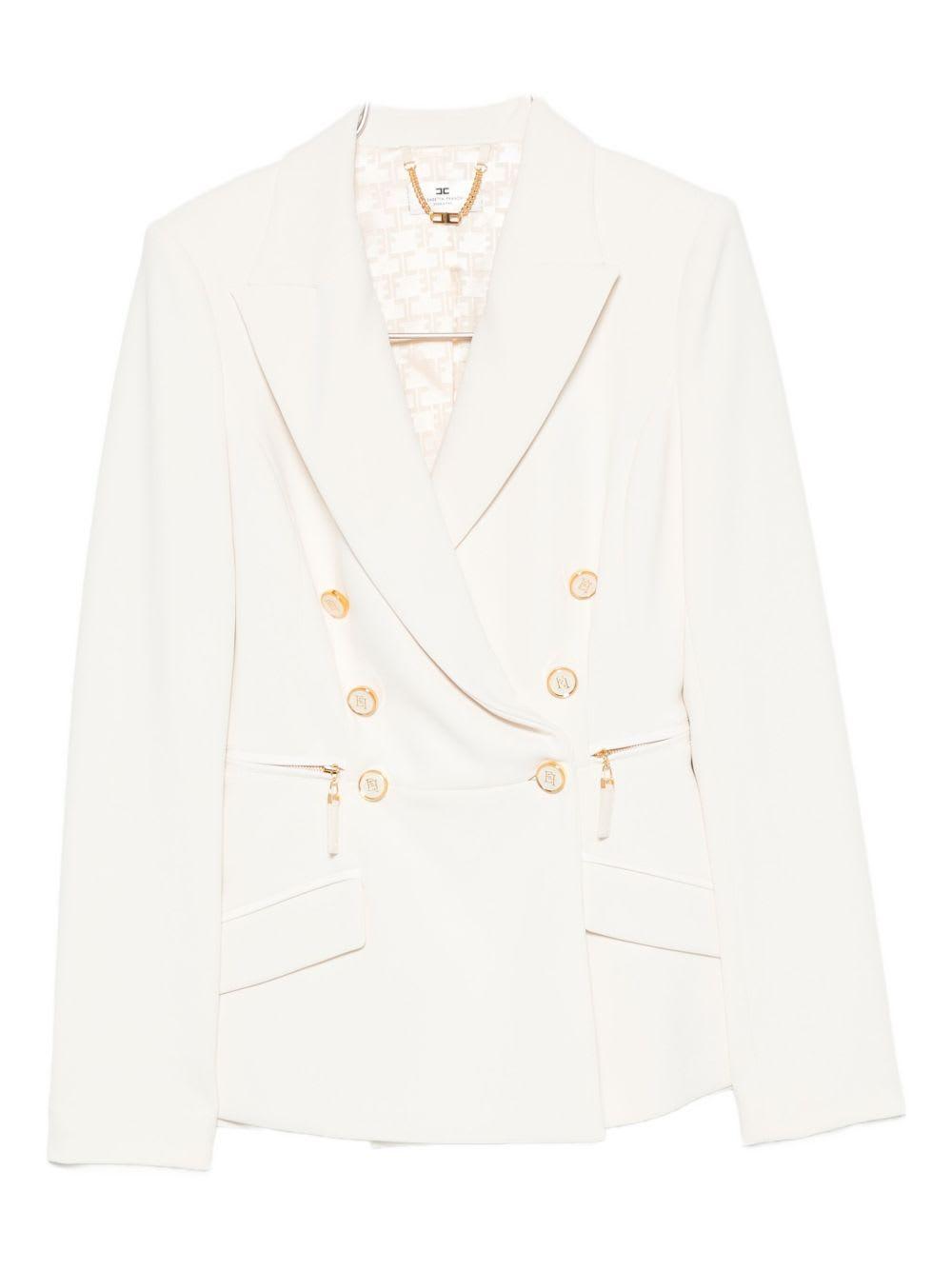 elisabetta franchi white double-breasted jacket