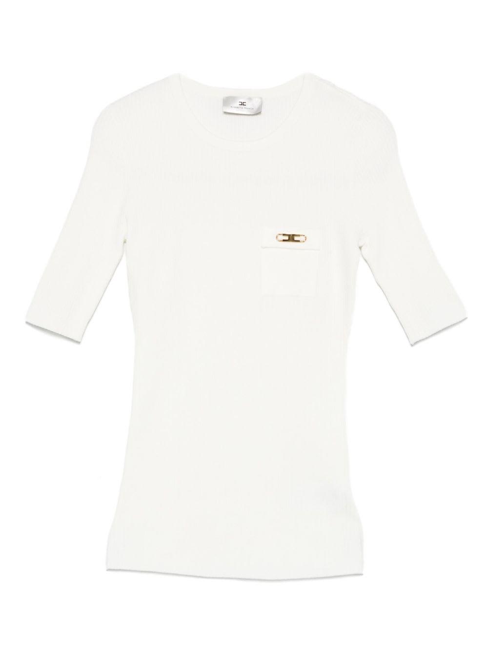 elisabetta franchi white short-sleeved sweater