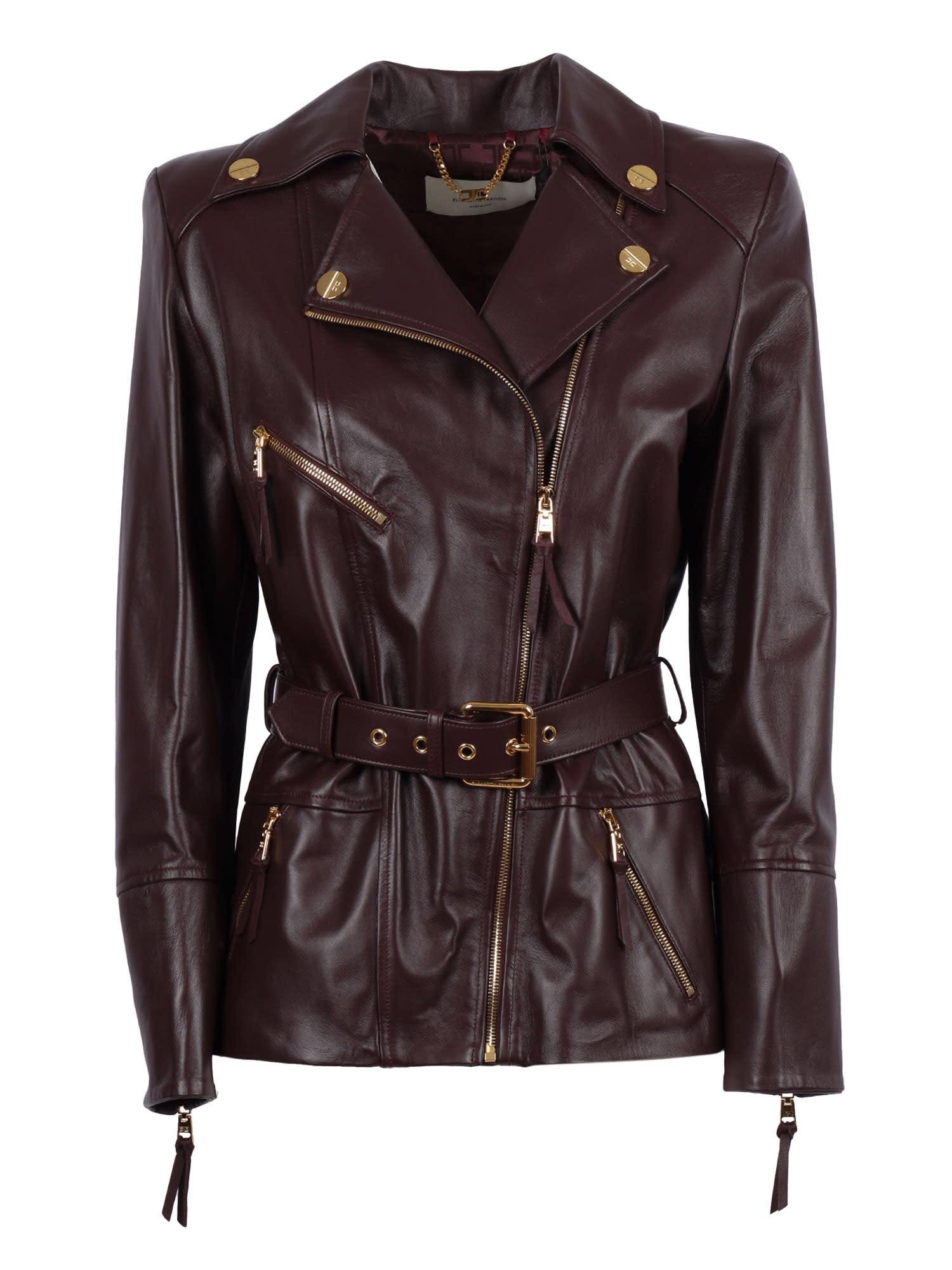 elisabetta franchi womens leather jacket with belt