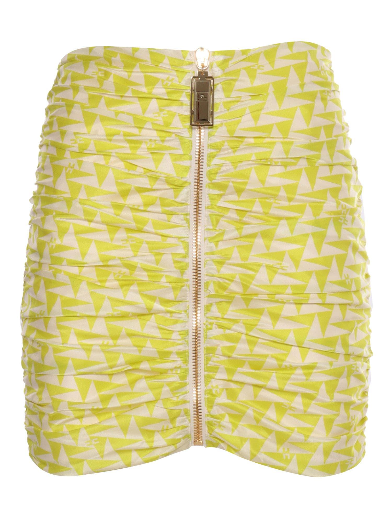 elisabetta franchi yellow skirt with zip