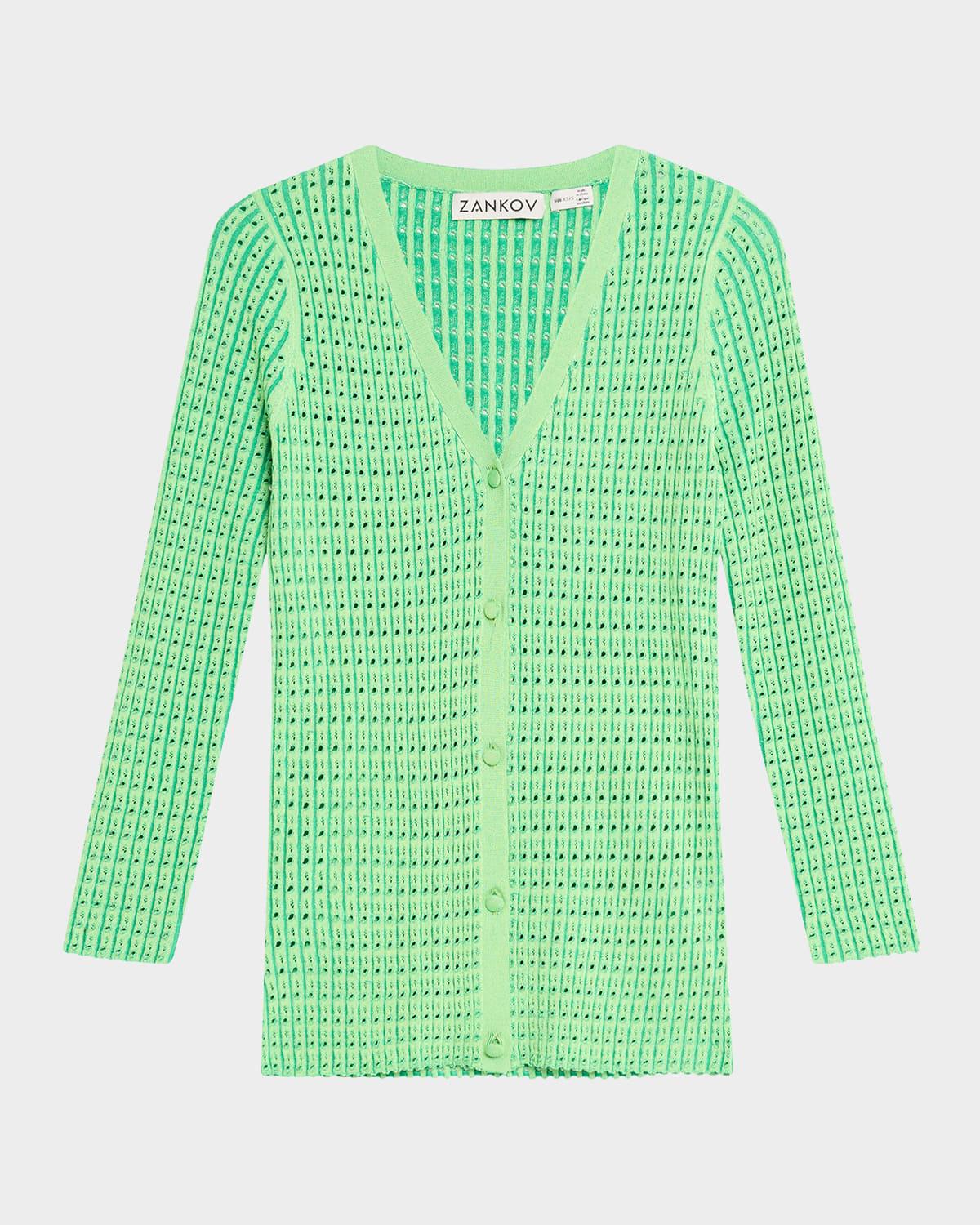 elise v-neck pointelle knit cardigan
