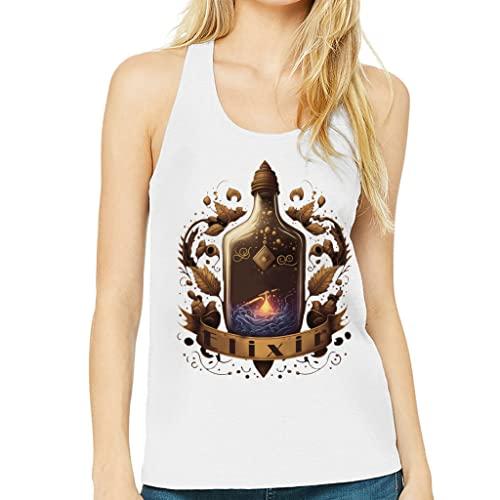 elixir print women's racerback tank - colorful tank top - fantasy workout tank - white, 2xl