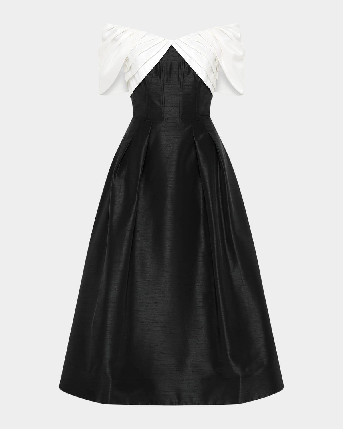 eliza bicolor strapless midi dress
