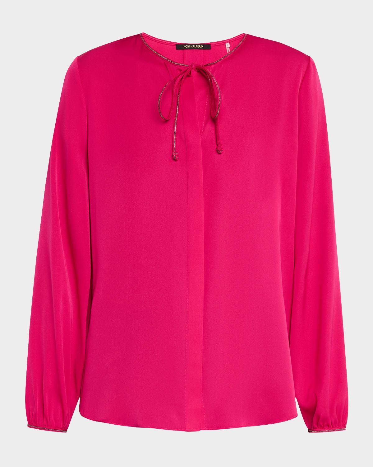 eliza chain-trim silk blouse