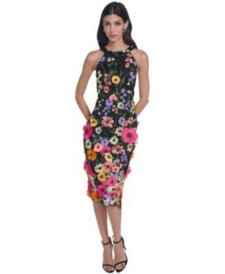 eliza j womens 3d floral sheath dress