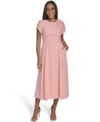 eliza j womens jewel neck midi dress