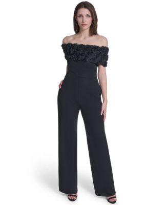 eliza j womens off the shoulder short sleeve jumpsuit