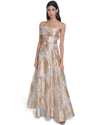 eliza j womens one shoulder ball gown