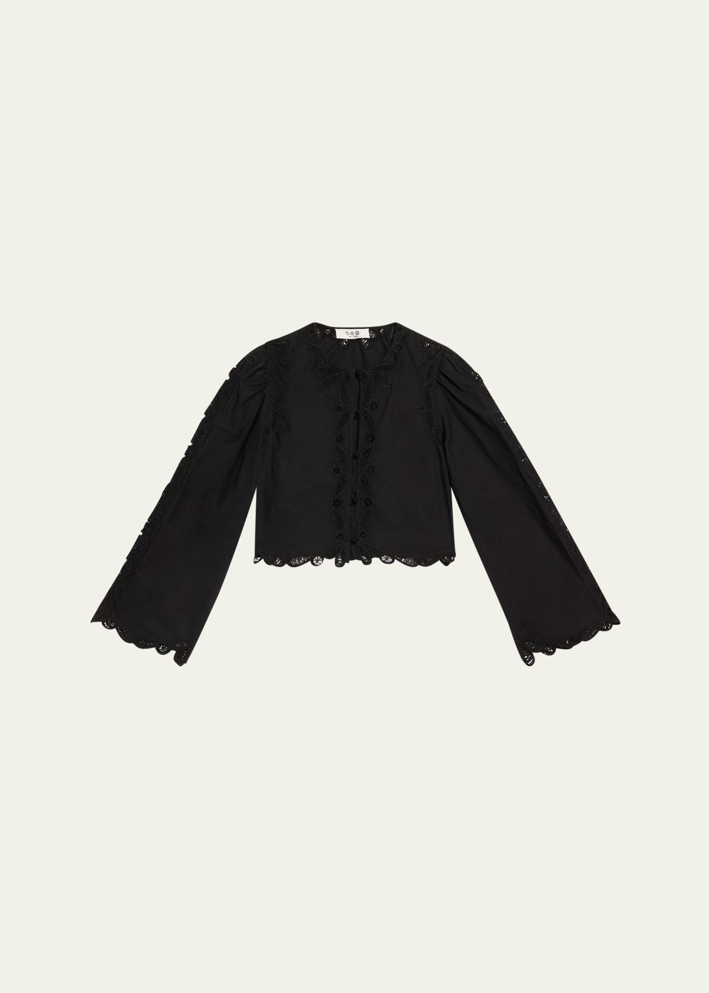 elke embroidered long-sleeve blouse