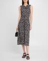 ella floral ruched satin midi dress