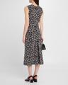ella floral ruched satin midi dress
