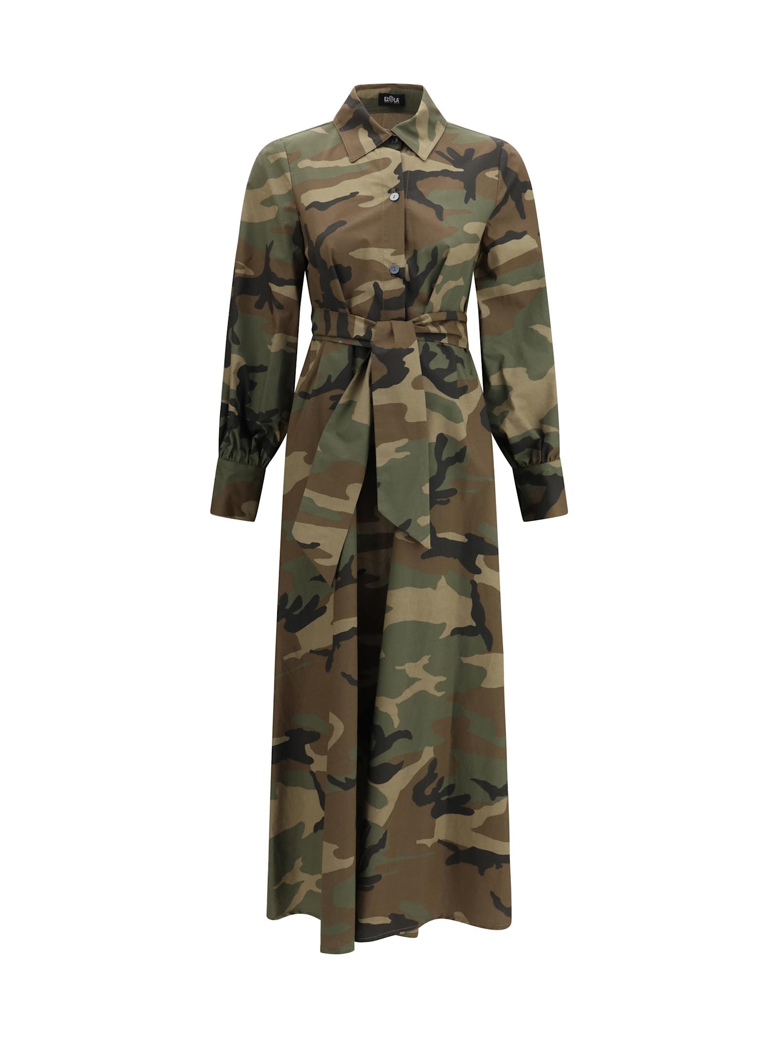 ella long camouflage dress in cotton