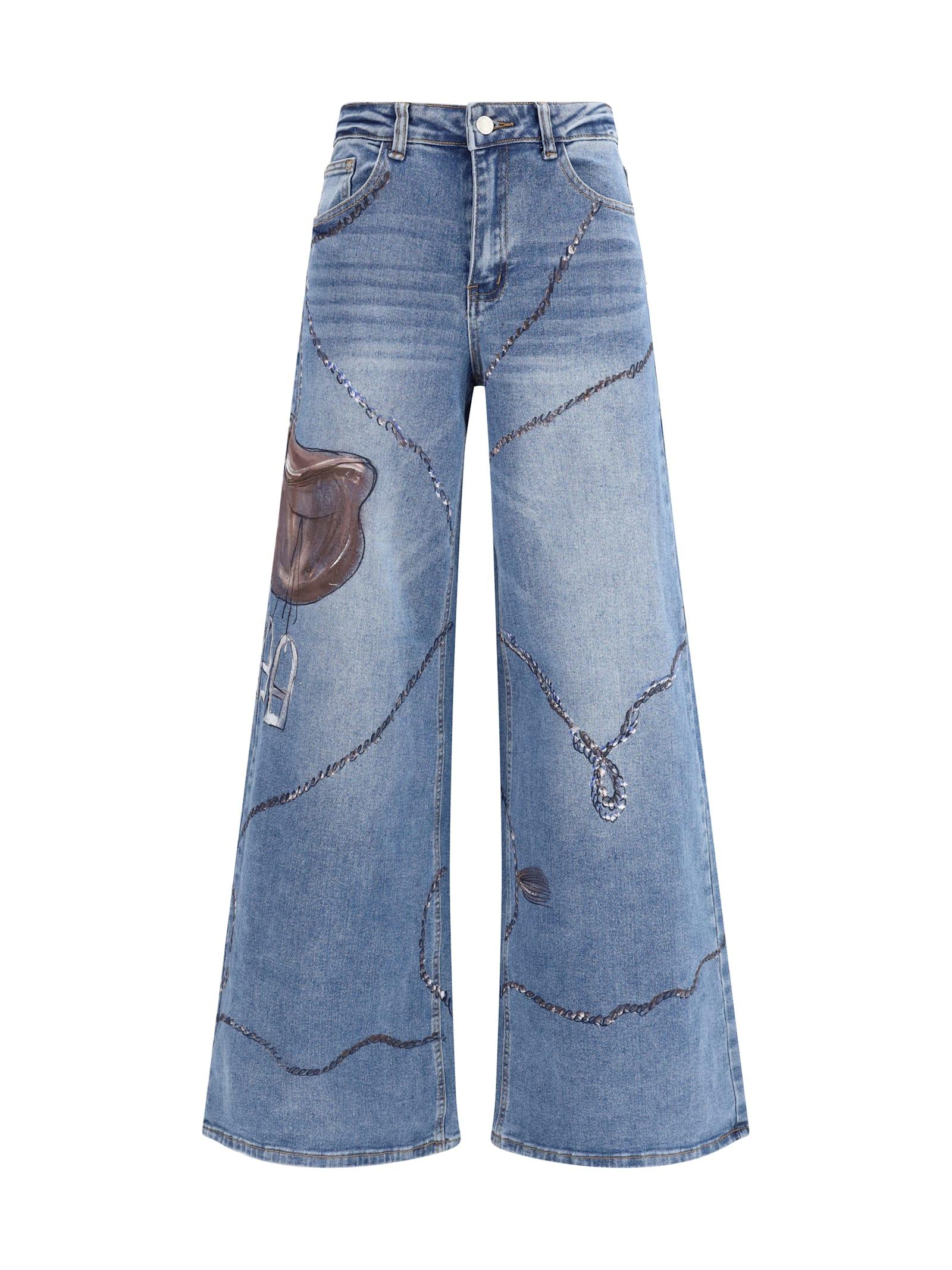 ella palazzo long painted jeans in regular fit