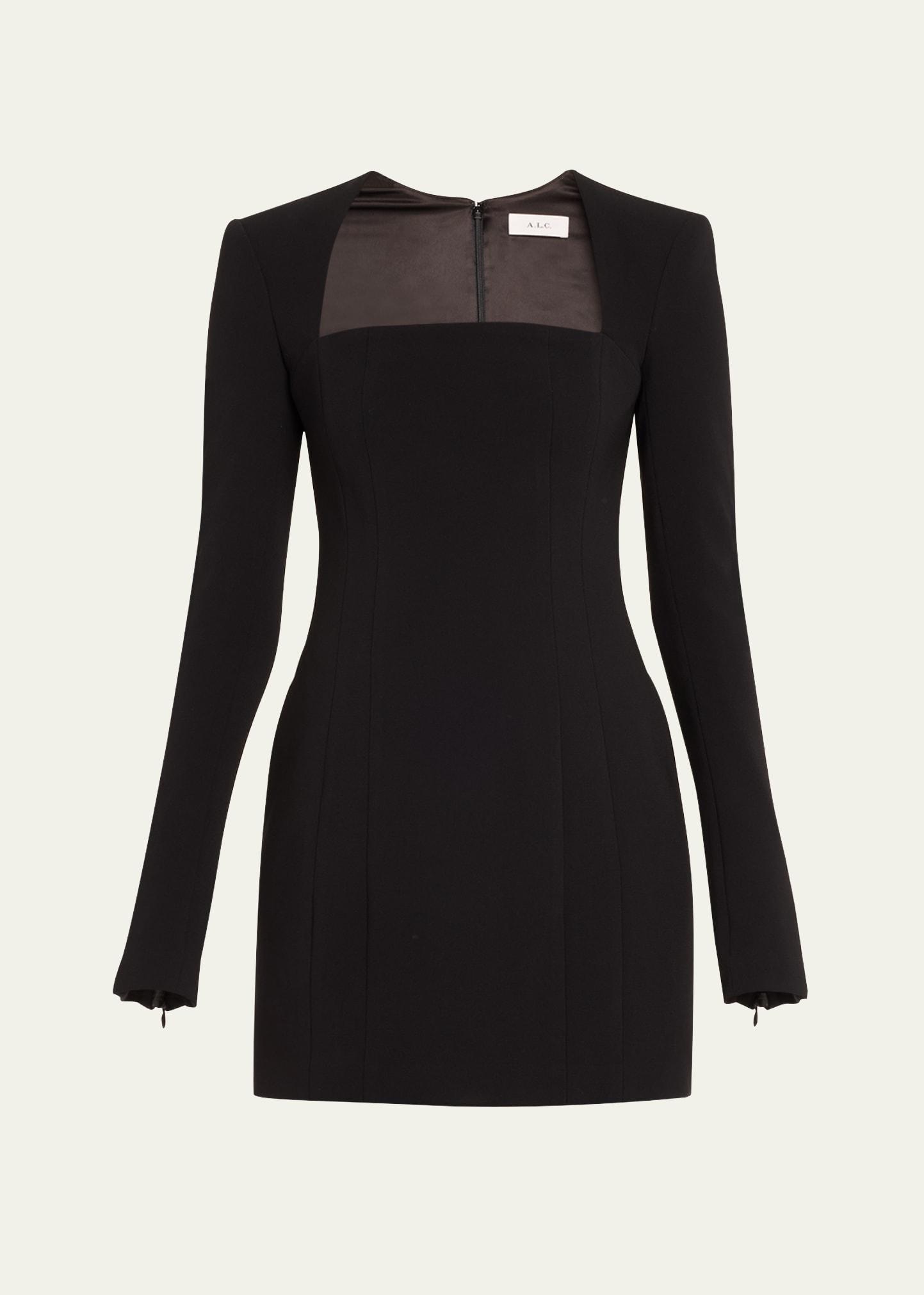 ella seamed square-neck mini dress