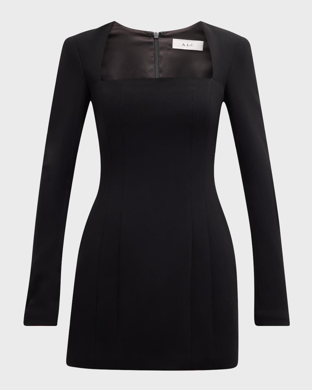 ella seamed square-neck mini dress