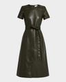 ella vegan leather midi dress
