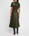 ella vegan leather midi dress