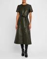 ella vegan leather midi dress