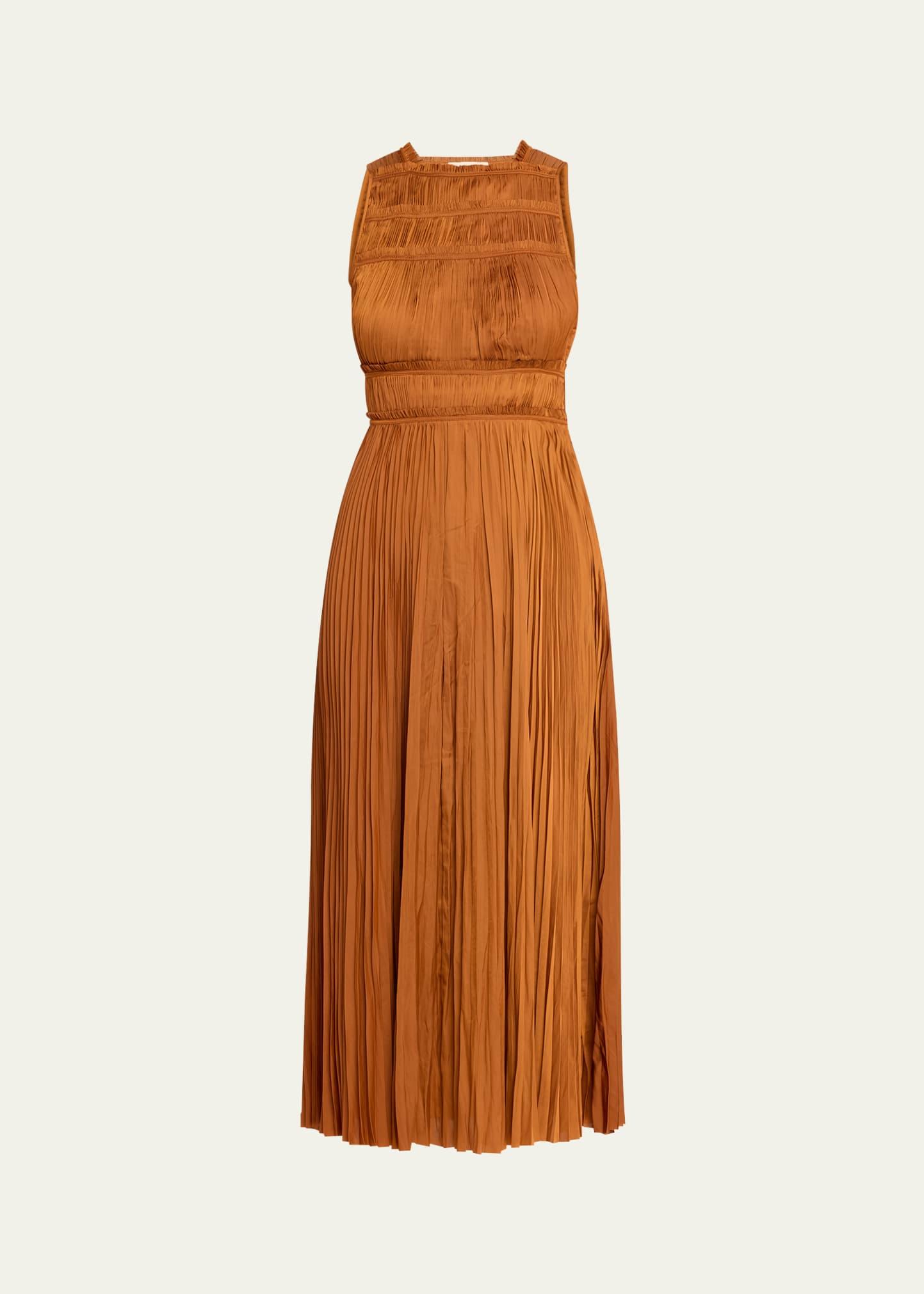 elle pleated sleeveless dress