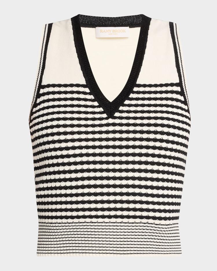 elle textured stripe sleeveless top