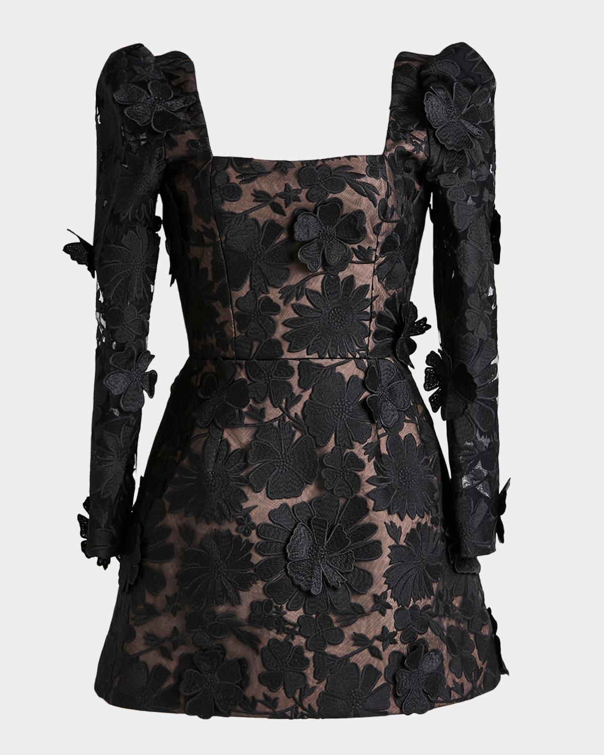 ellen embroidered lace-up mini dress