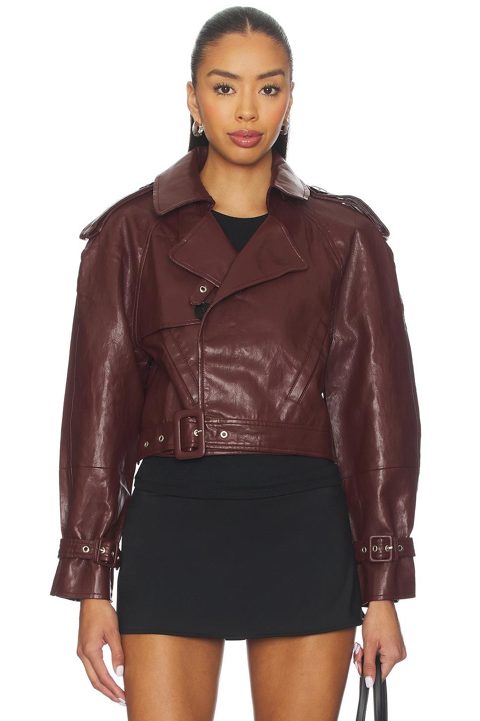 ellery faux leather belted jacket