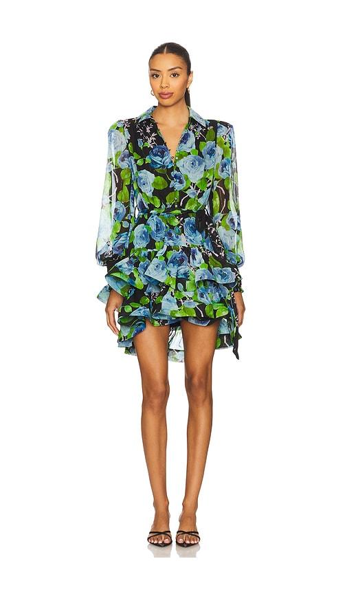elliatt briony long sleeves mini dress in blue.