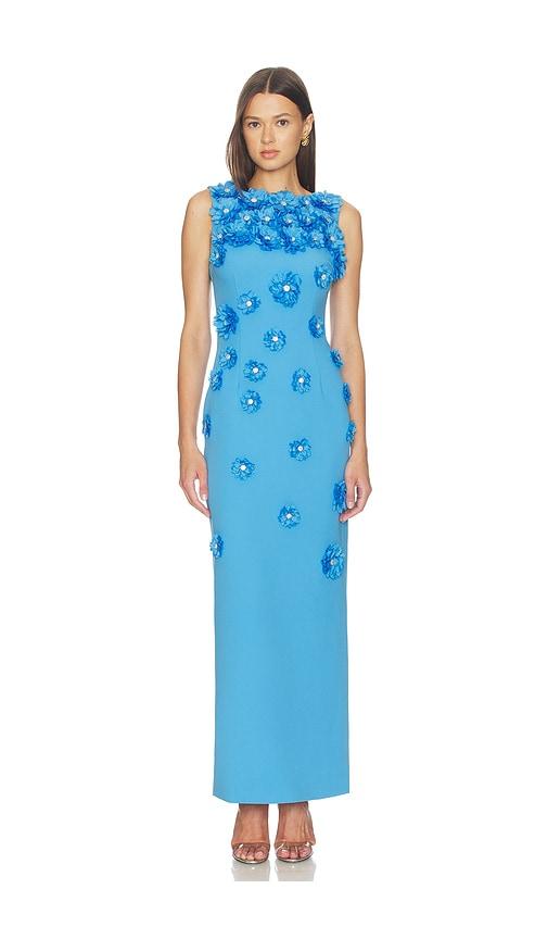 elliatt dali floral gown in blue.