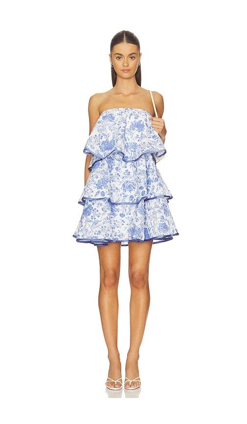 elliatt elin strapless frilled mini dress in royal.