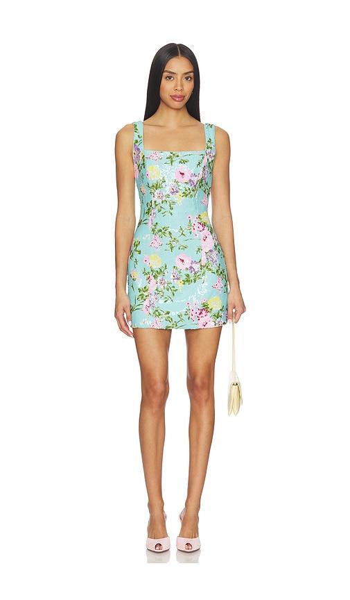elliatt emmeline square neck mini dress in baby blue.