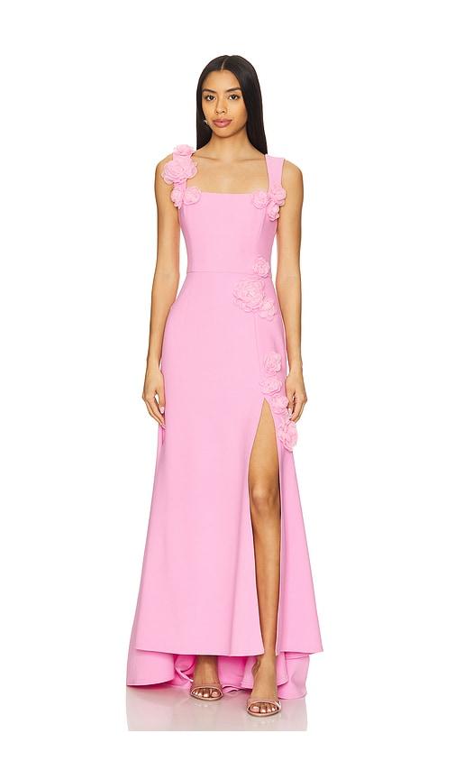 elliatt evanora gown in pink.