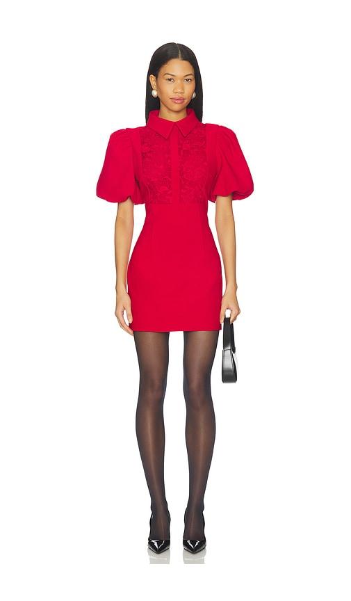 elliatt june puff sleeve mini dress in red.