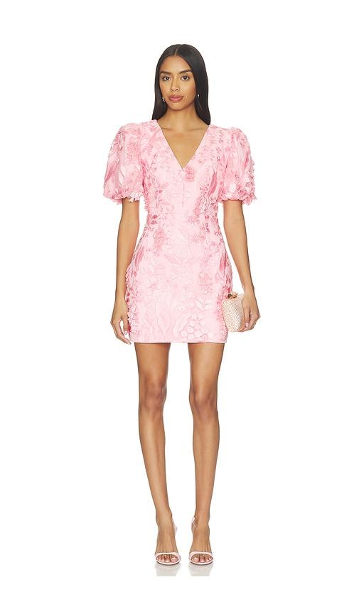 elliatt monique puff sleeve mini dress in pink.