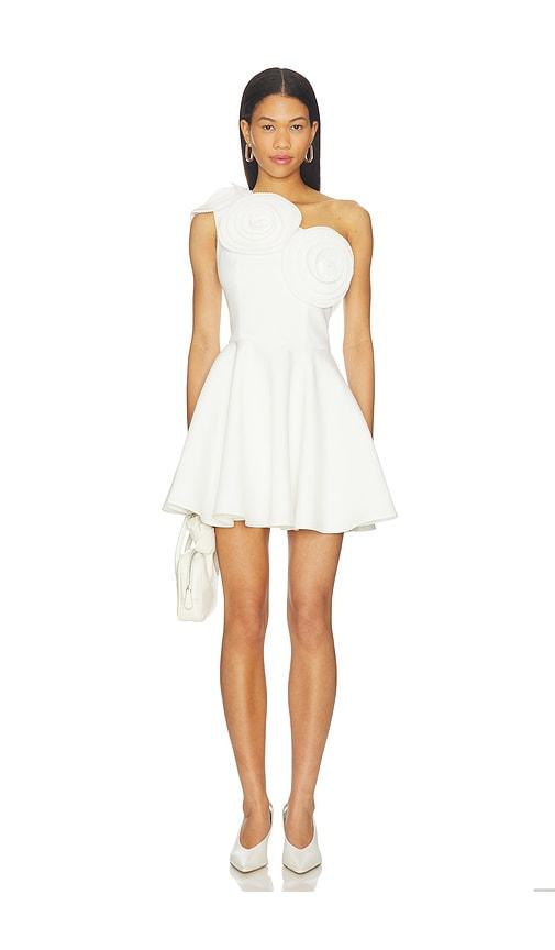 elliatt noralyn one shoulder mini dress in white.
