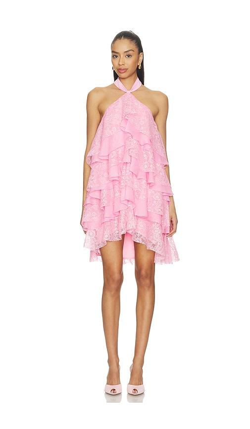 elliatt poppy tiered mini dress in pink.
