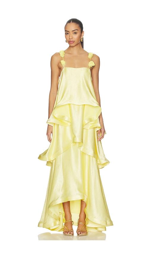 elliatt thalia gown in yellow.