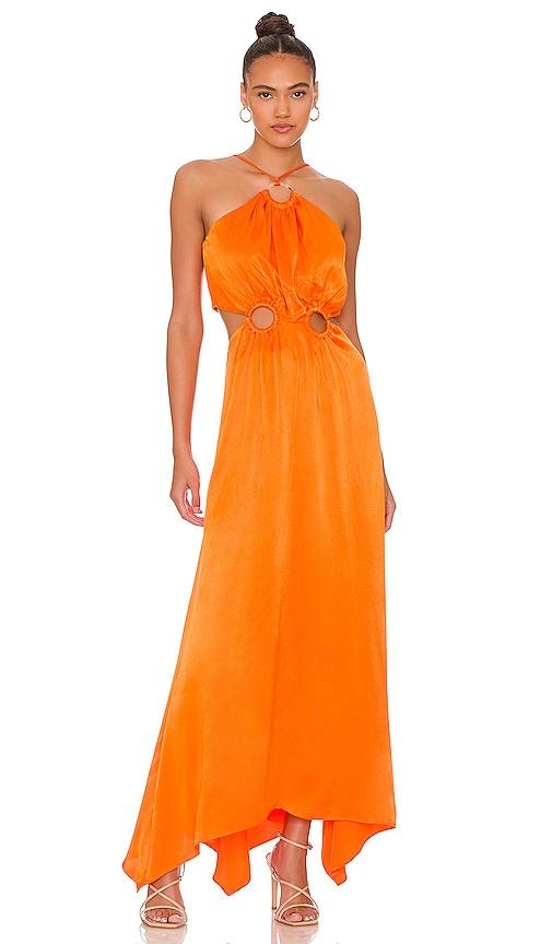 elliatt visitant maxi dress in orange.