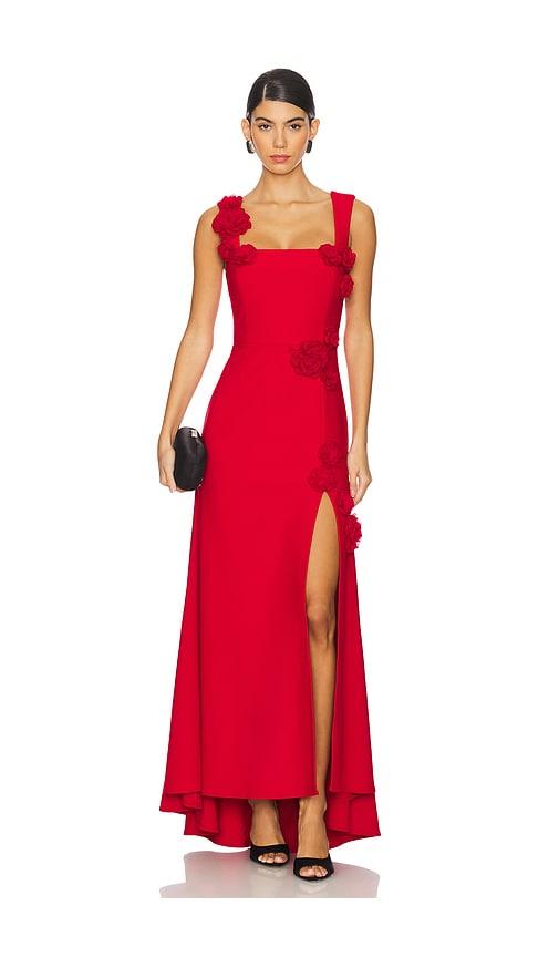 elliatt x revolve evanora gown in red.