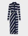ellicot stripe asymmetric buttoned midi dress