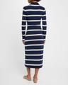 ellicot stripe asymmetric buttoned midi dress