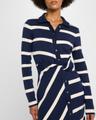 ellicot stripe asymmetric buttoned midi dress